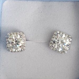 Round Halo Stud Moissanite Earrings